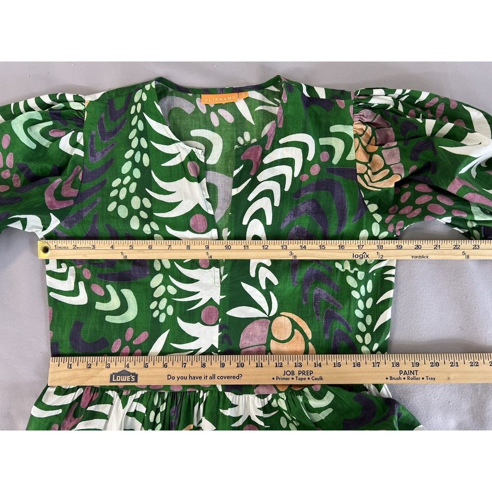 Oliphant Women's Puff Sleeve Maxi V-Neck, Grenadine Green Sz Small - Picture 5 of 11